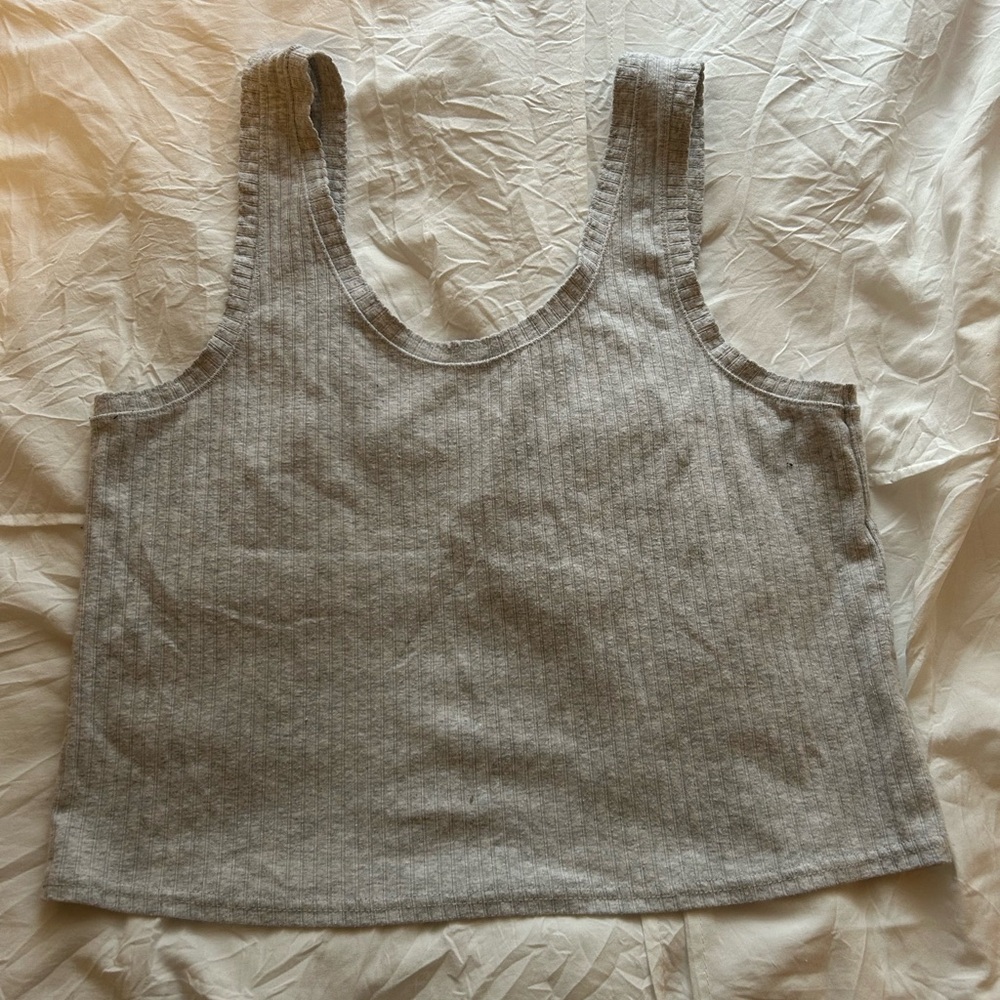 Gray Ribbed Women's Tank Top